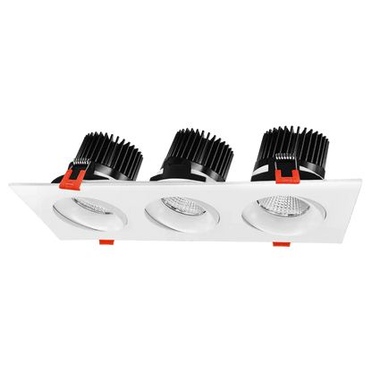 Luxrite Portland 4" 36W LED Square Gimbal Tri-Head Spotlight Selectable CCT